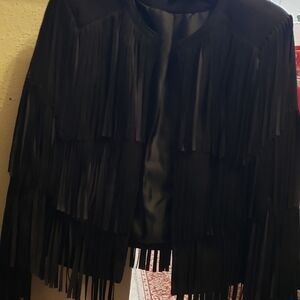Serena Williams Black Suede Fringe Jacket
